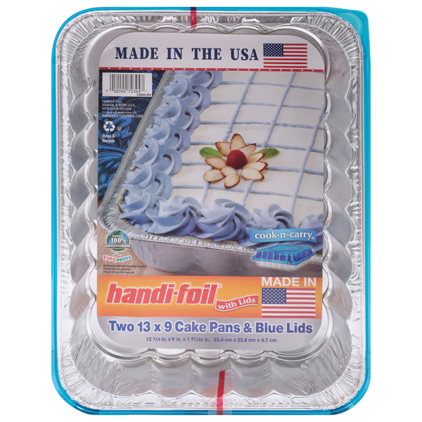 Baking Supplies & Decor Handi-foil Cake Pans & Blue Lids, 13 x 9 hero