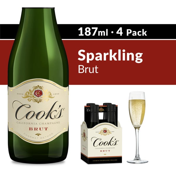 Sparkling Wine Cook's California Champagne Brut White Sparkling Wine Mini Bottles hero