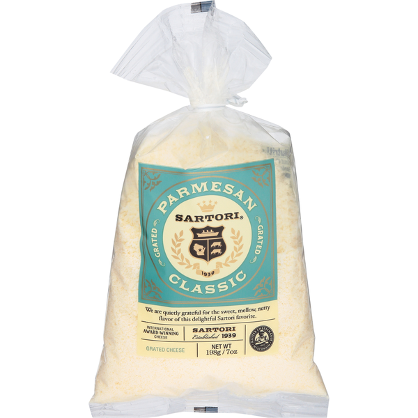 Packaged Cheese Sartori Grated Cheese, Parmesan Classic hero