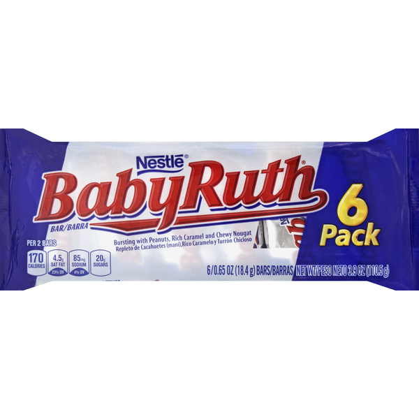 Candy & Chocolate Baby Ruth Bars, 6 Pack hero