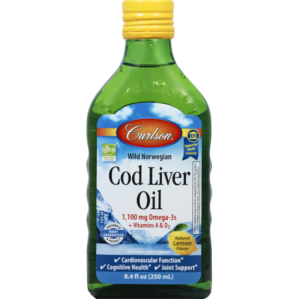 Supplement Oils Carlson Cod Liver Oil, Wild Norwegian, Lemon hero