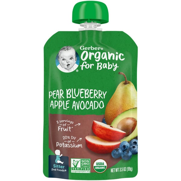 Baby Food & Formula Gerber Baby Food Pear Blueberry Apple Avocado Pouch hero