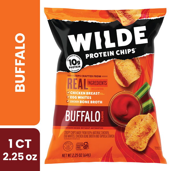 Chips & Pretzels Wilde Chips Protein Chips, Buffalo Style, Low-Carb, Gluten and Grain Free hero