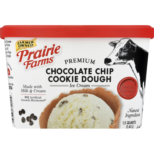 Ice Cream & Ice Prairie Farms Ice Cream, Premium, Chocolate Chip Cookie Dough hero