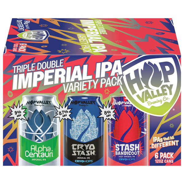 Beers & Coolers Hop Valley Beer, Imperial IPA, Triple Double, Variety Pack hero