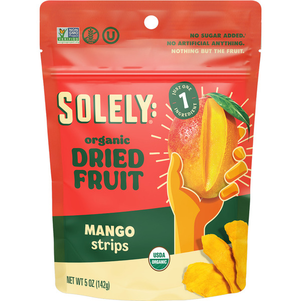 Nuts, Seeds & Dried Fruit Solely Organic Mango Strips hero