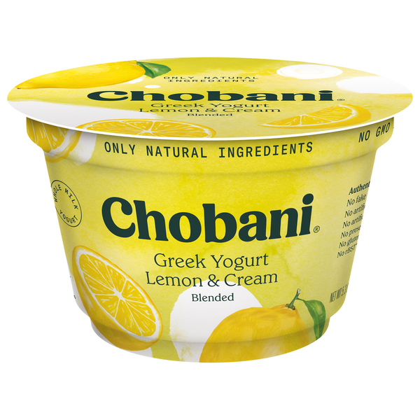 Yogurt Chobani Whole Milk Greek Yogurt Lemon & Cream Blended 5.3 hero