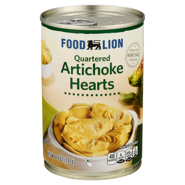 Canned & Jarred Vegetables Food Lion Artichoke Hearts, Quartered hero