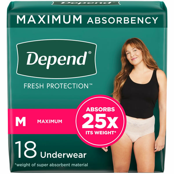 Feminine Care & Family Planning Depend Fresh Protection Women's Adult Incontinence Underwear, M, Blush hero