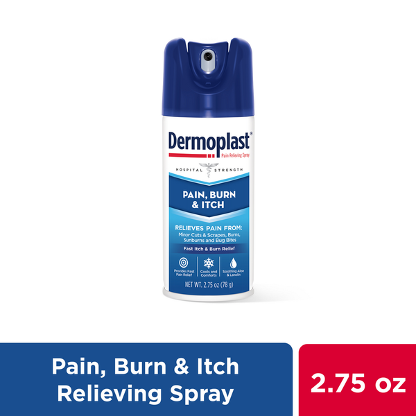 Muscles, Joints & Pain Relief Dermoplast Pain, Burn & Itch Spray, Pain Relief Spray for Minor Cuts, Burns and Bug Bites hero