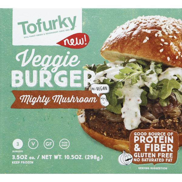 Frozen Meals Tofurky Veggie Burger, Mighty Mushroom hero