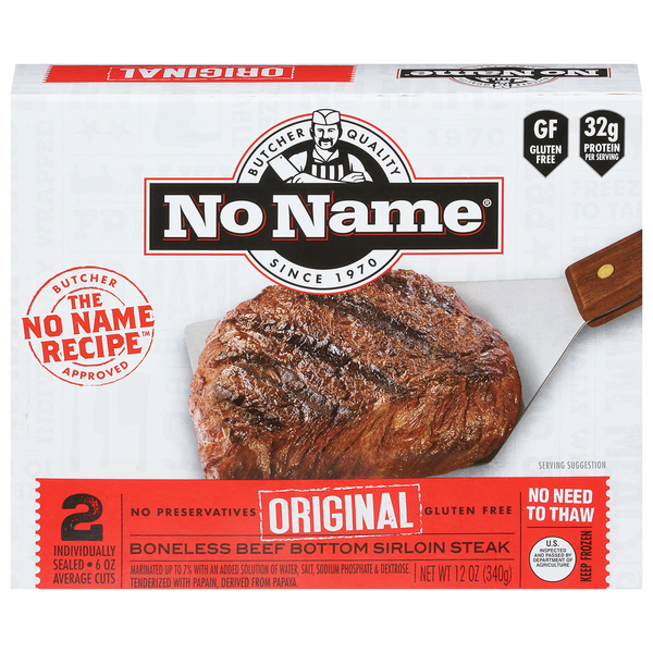 Frozen Meat & Seafood No Name Sirloin Steak, Boneless Beef Bottom, Original hero