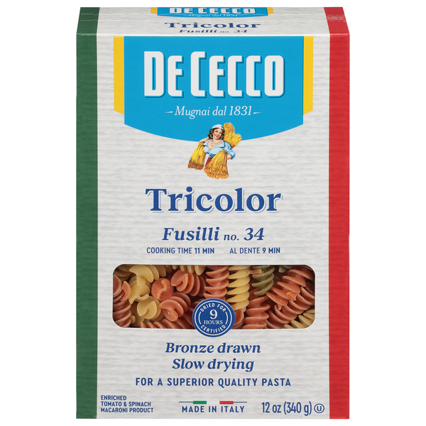 Dry Pasta De Cecco Fusilli, Tricolor, No. 34 hero