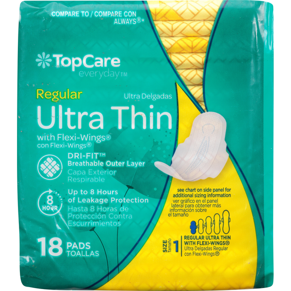 Feminine Care TopCare Pads, Ultra Thin, with Flexi-Wings, Regular hero