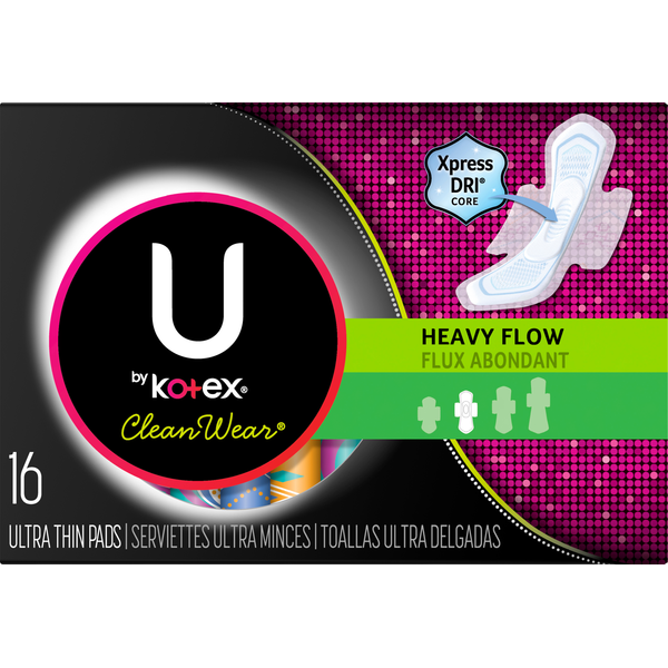 Feminine Care U by Kotex Pads, Ultra Thin, Heavy Flow hero