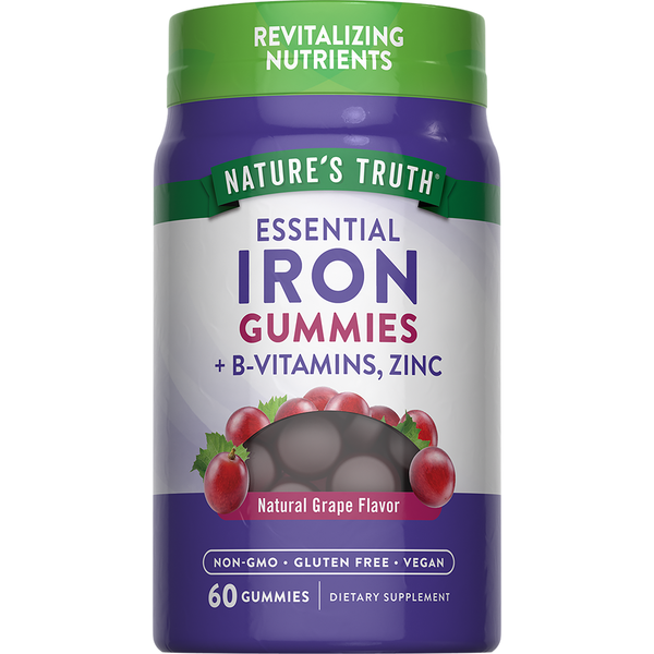 Nature's Truth Essential Iron+ B-Vitamins, Zinc, Vegan Gummies hero