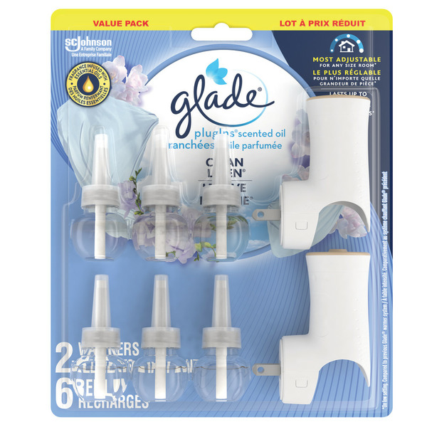 Air Fresheners & Candles Glade PlugIns® Scented Oil Air Freshener 2 Warmers + 6 Refills, Clean Linen hero