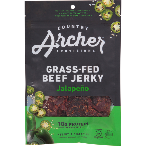 Popcorn & Jerky Country Archer Beef Jerky, Jalapeno, Grass-Fed hero