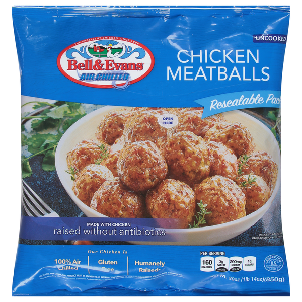 Prepared Meals Bell & Evans Chicken Meatballs, Uncooked hero