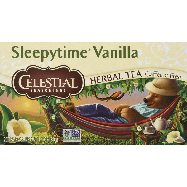 Tea Celestial Seasonings Herbal Tea, Caffeine Free, Sleepytime Vanilla, Tea Bags hero