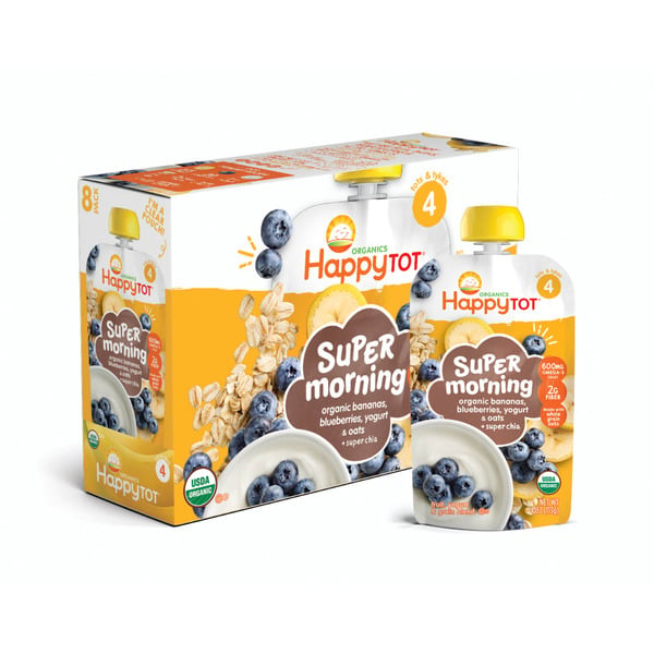 Baby Food & Formula Happy Tot Organics Stage 4 Organic Bananas, Blueberries, Yogurt & Oats + Super Chia Pouch hero