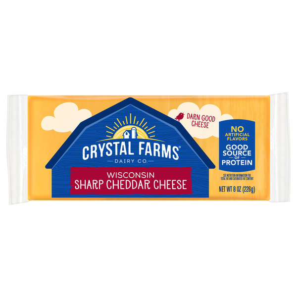 Specialty Cheeses Crystal Farms Cheese, Sharp Cheddar, Wisconsin hero