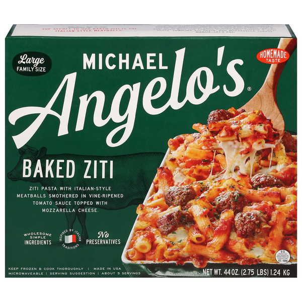 Frozen Meals Michael Angelo's Ziti, Baked, Large Family Size hero