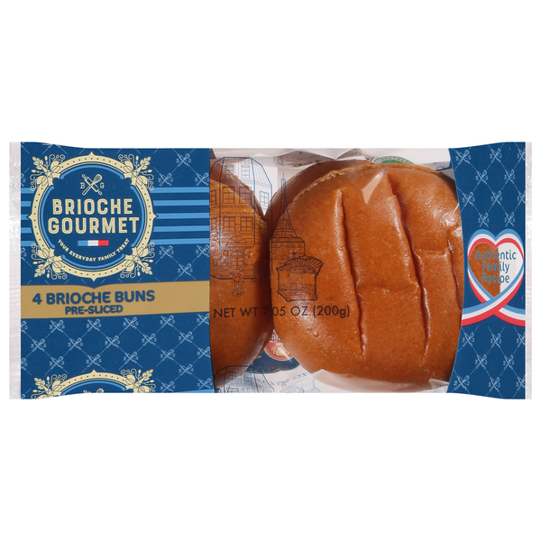 Buns & Rolls Brioche Gourmet Brioche Buns, Pre-Sliced hero