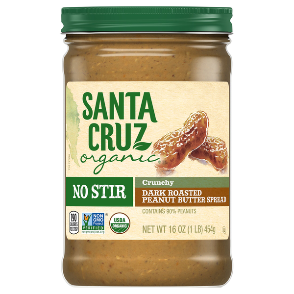 Spreads Santa Cruz Organic Peanut Butter Spread, Dark Roasted, Crunchy, No Stir hero