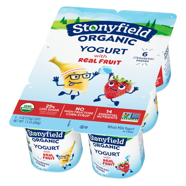 Yogurt Stonyfield Organic Whole Milk Yogurt Cups Strawberry Banana hero