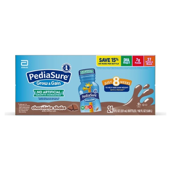 Baby Food & Formula PediaSure Grow & Gain Nutrition Shake Chocolate Ready to Drink Bottles hero