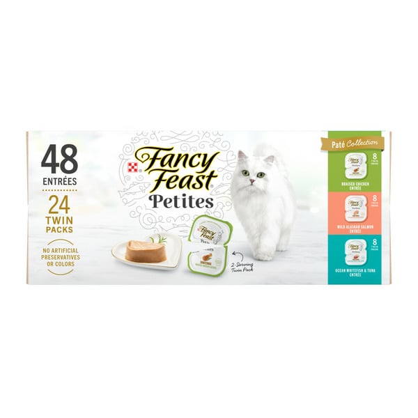 Bakery Desserts Fancy Feast Petites Gourmet Wet Cat Food , Petites Pate Collection, break-apart tubs, 48 servings hero