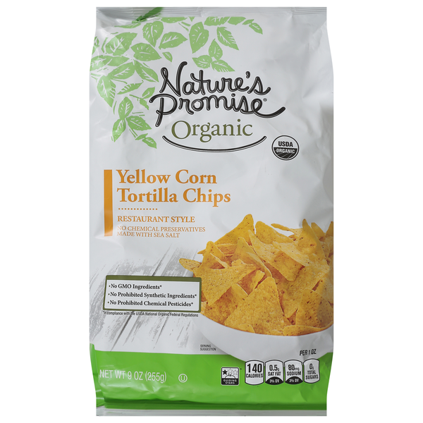 Chips & Pretzels Nature's Promise Tortilla Chips, Yellow Corn, Restaurant Style hero