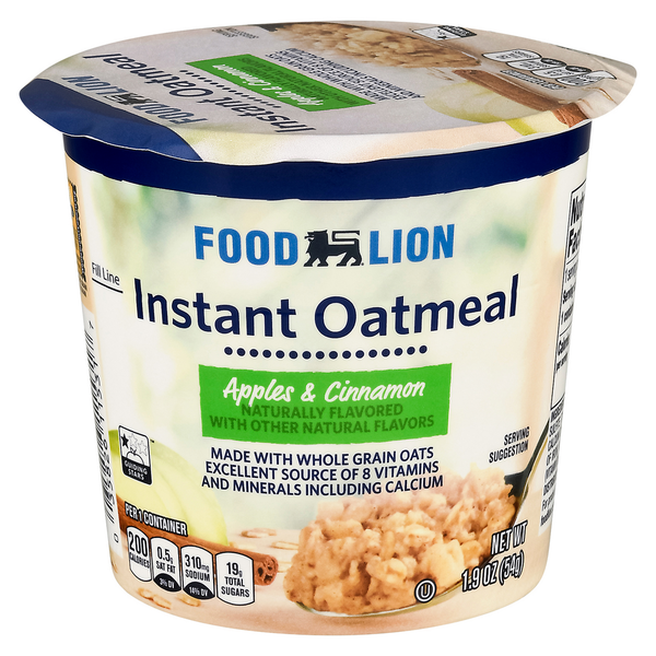 Cereal Food Lion Instant Oatmeal, Apples & Cinnamon hero