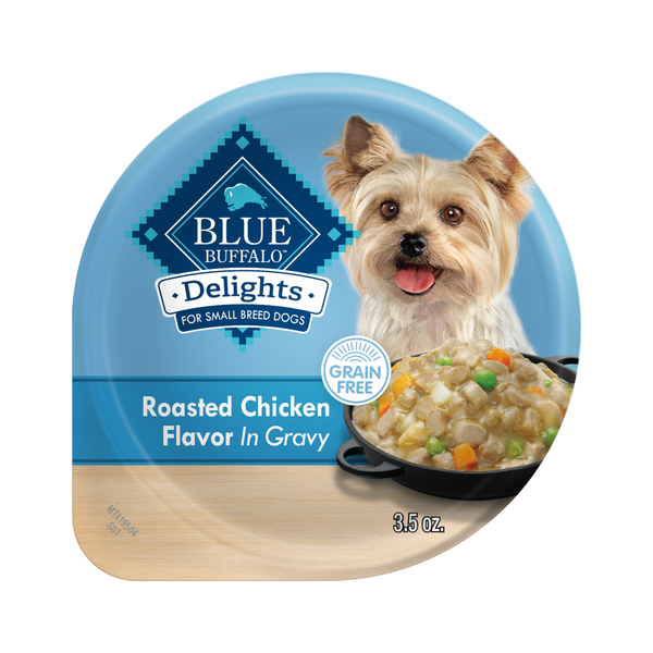 Dog Food Blue Buffalo Delights Natural Adult Small Breed Wet Dog Food Roasted Chicken Hearty Gravy hero