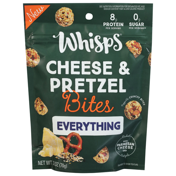 Chips & Pretzels Whisps Cheese & Pretzel Bites, Everything hero