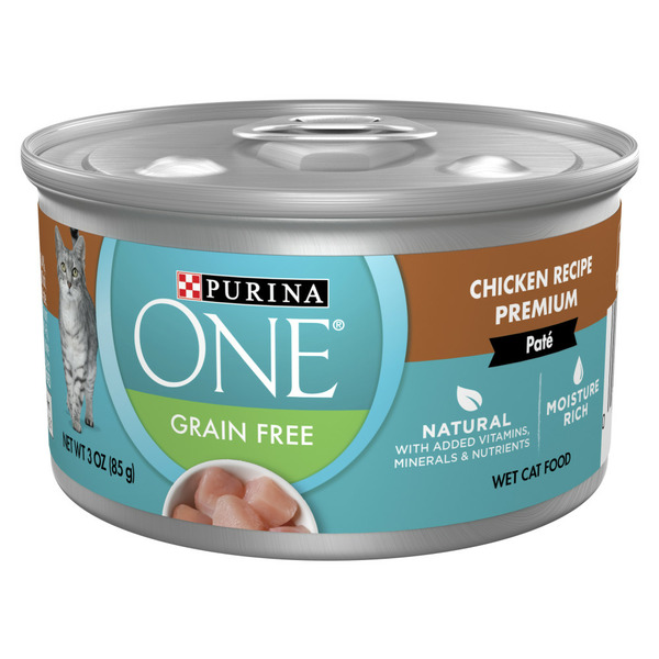 Wet Cat Food Purina ONE Natural, Grain Free Wet Cat Food Pate, Chicken Recipe hero