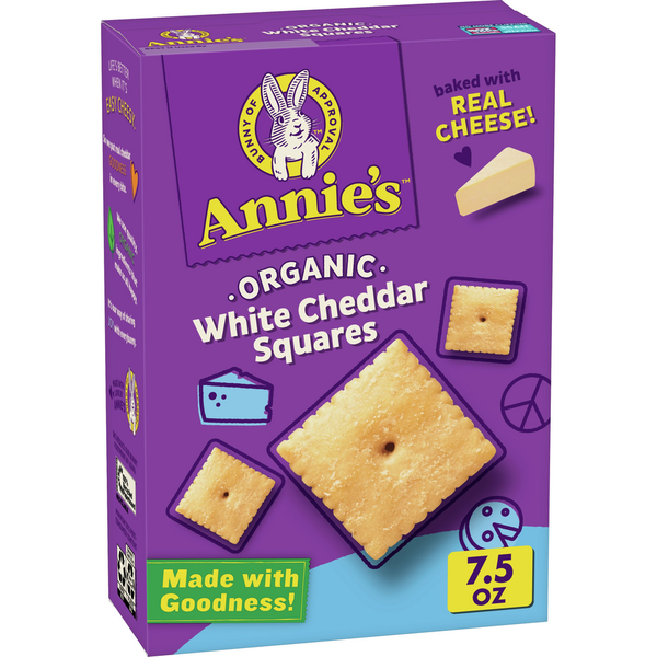 Crackers Annie's Organic Cheddar Squares White Cheddar Baked Crackers hero