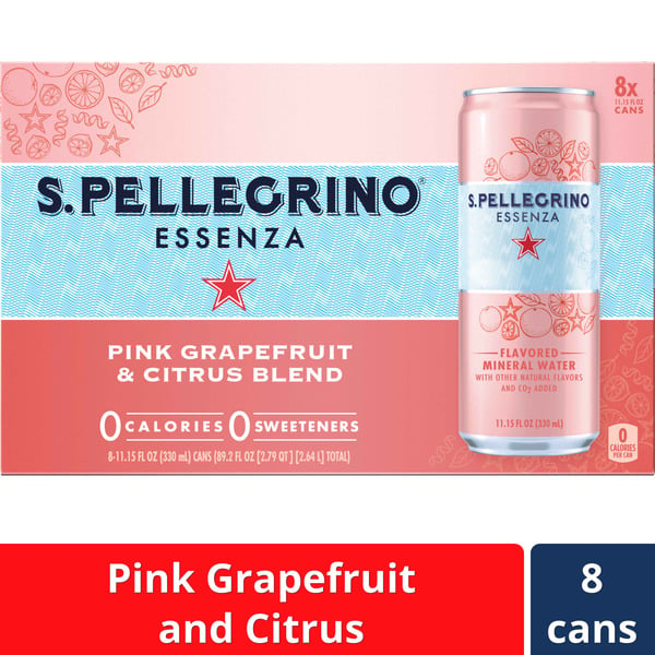 Water, Mixers & Sparkling Water San Pellegrino ® Essenza Pink Grapefruit & Citrus Blend Sparkling Flavored Mineral Water hero