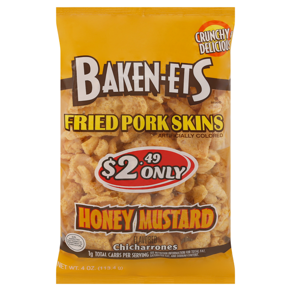 Honeys, Syrups & Nectars Baken-Ets Fried Pork Skins, Honey Mustard Flavored hero