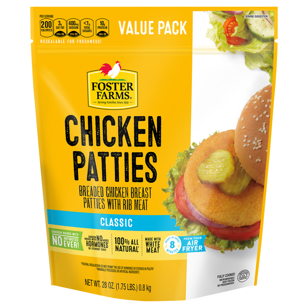 Frozen Meat & Seafood Foster Farms Classic Chicken Patties hero