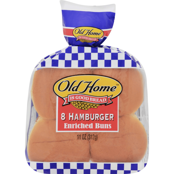 Buns & Rolls Old Home 8 count, Hamburger Buns hero