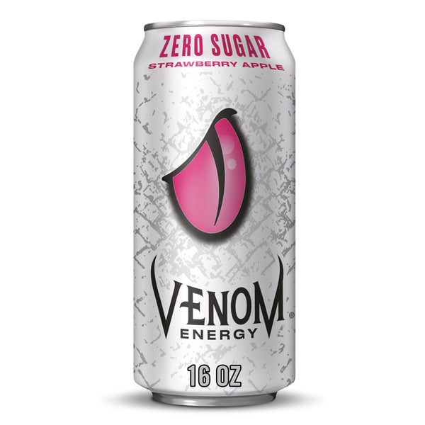 Refrigerated Venom Zero Sugar Strawberry Apple Energy Drink hero