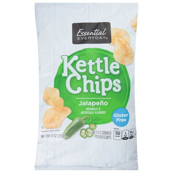 Chips & Pretzels Essential Everyday Potato Chips, Jalapeno, Kettle-Cooked hero