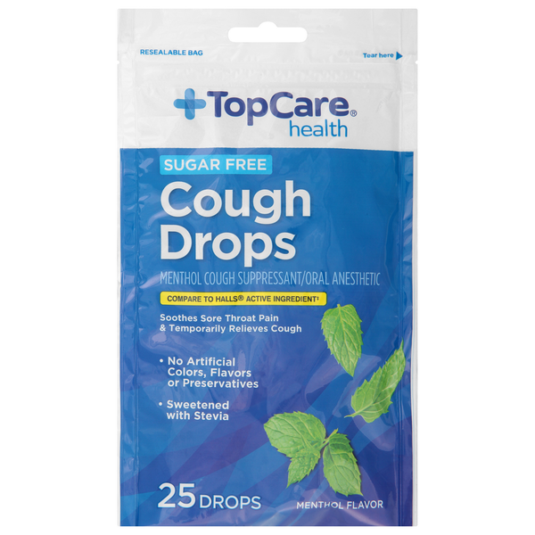 Cold, Flu & Allergy TopCare Cough Drops, Sugar Free, Menthol Flavor hero