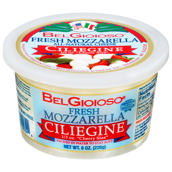 Specialty Cheese BelGioioso Fresh Mozzarella Cheese, Ciliegine, Cup hero