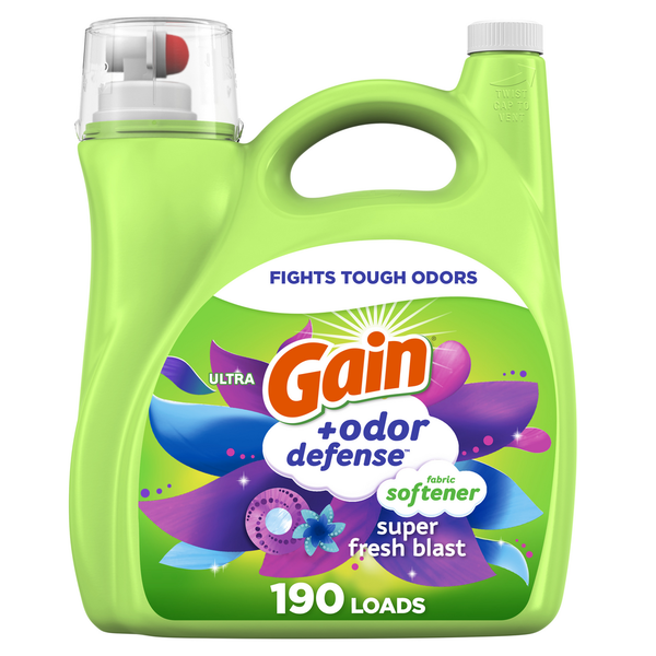 Laundry Gain Odor Defense Liquid Fabric Softener, Super Fresh Blast Scent hero