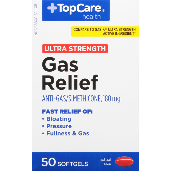 Digestion TopCare Gas Relief, Ultra Strength, 180 mg, Softgels hero