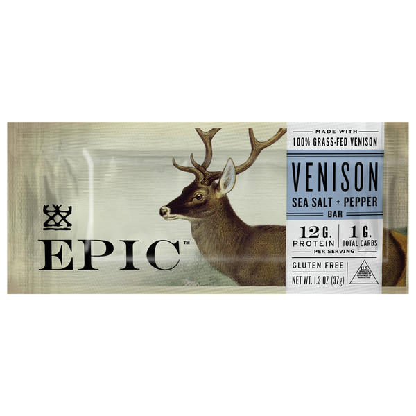 Protein & Meal Replacements EPIC Bar, Sea Salt + Pepper, Venison hero