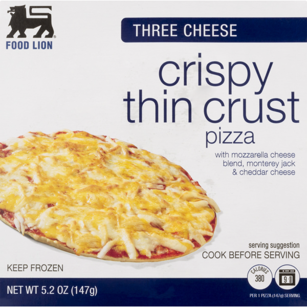 Frozen Pizza Food Lion Crispy Thin Crust Three Cheese Pizza hero